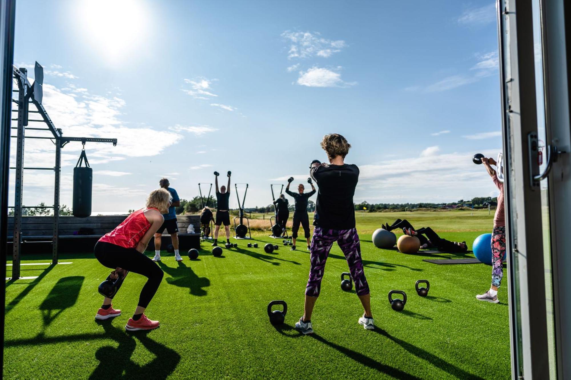 Halmstad Golfarena Stugor Bagian luar foto